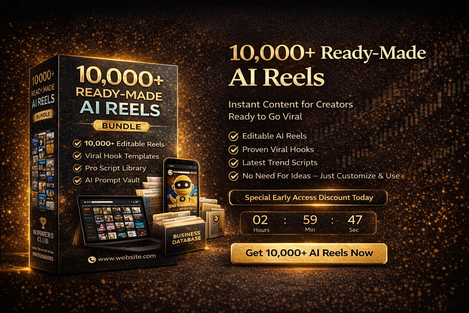 10,000+ Ready-Made AI Reels Bundle by Winners Club